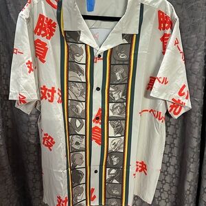 Marvel Men's White and Red Graphic Button Down Shirt